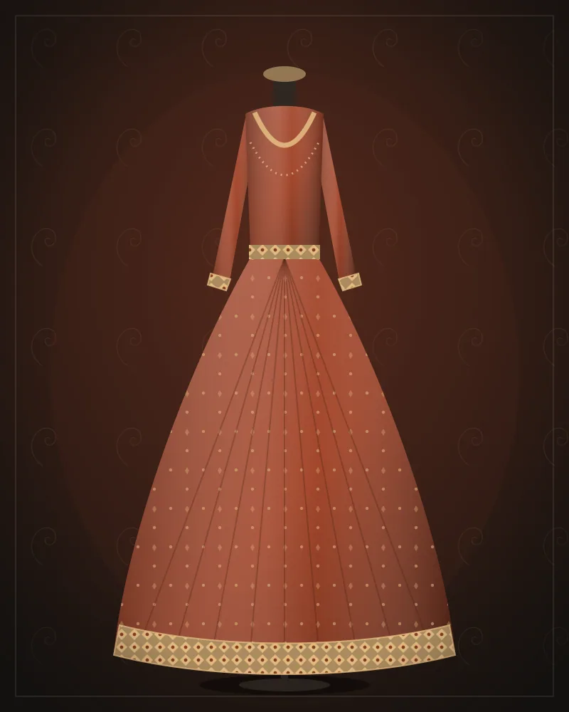 Angrakha Block-Print Anarkali — Rust