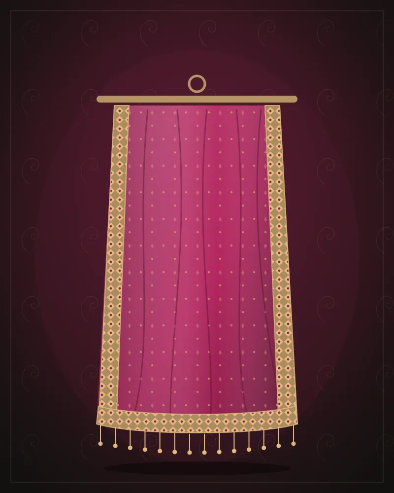 Banarasi Silk Dupatta — Rani Pink