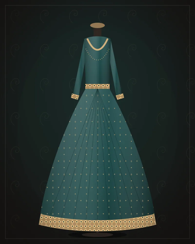 Floor-Length Anarkali Gown — Teal
