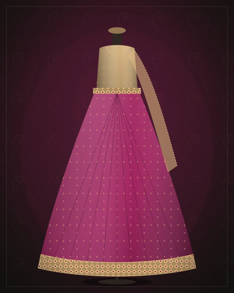 Mirror-Work Festive Lehenga — Fuchsia