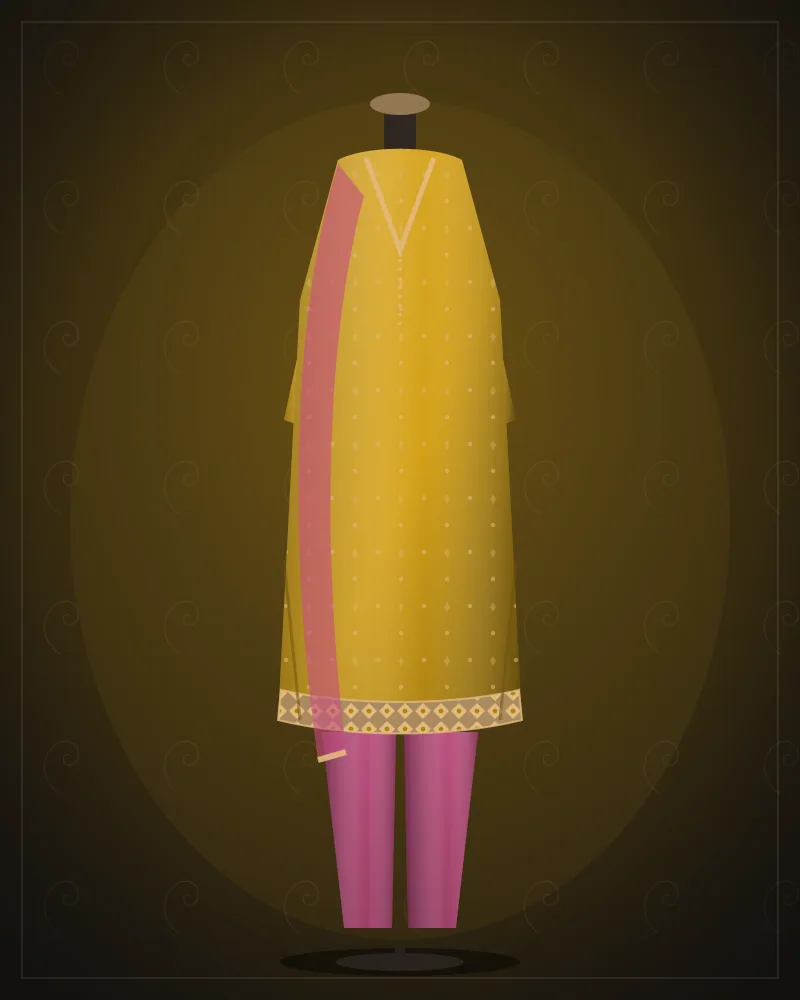 Phulkari Cotton Suit Set — Mustard & Pink