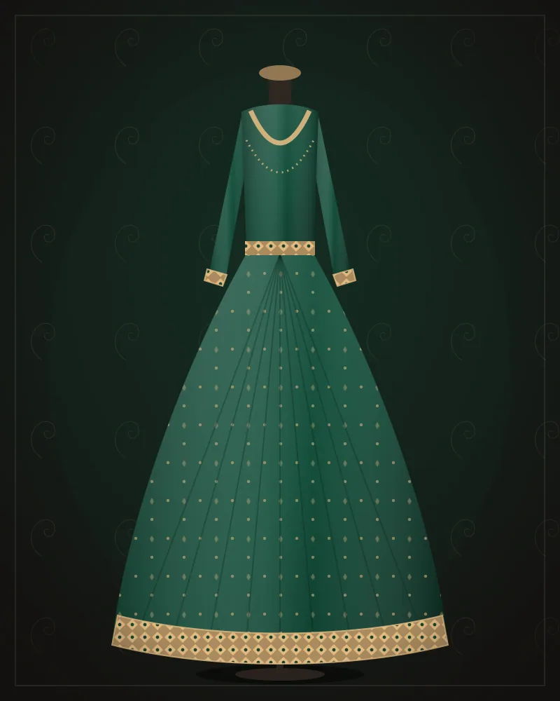 Velvet Anarkali Set — Emerald
